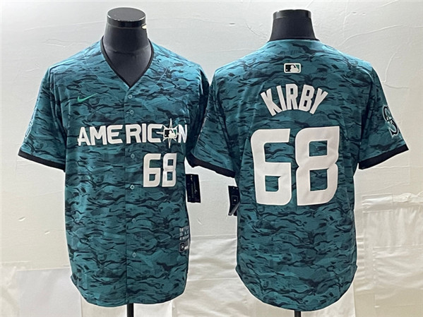 Men's Seattle Mariners #68 George Kirby Teal 2023 All-star Cool Base With Patch Stitched Baseball Jersey